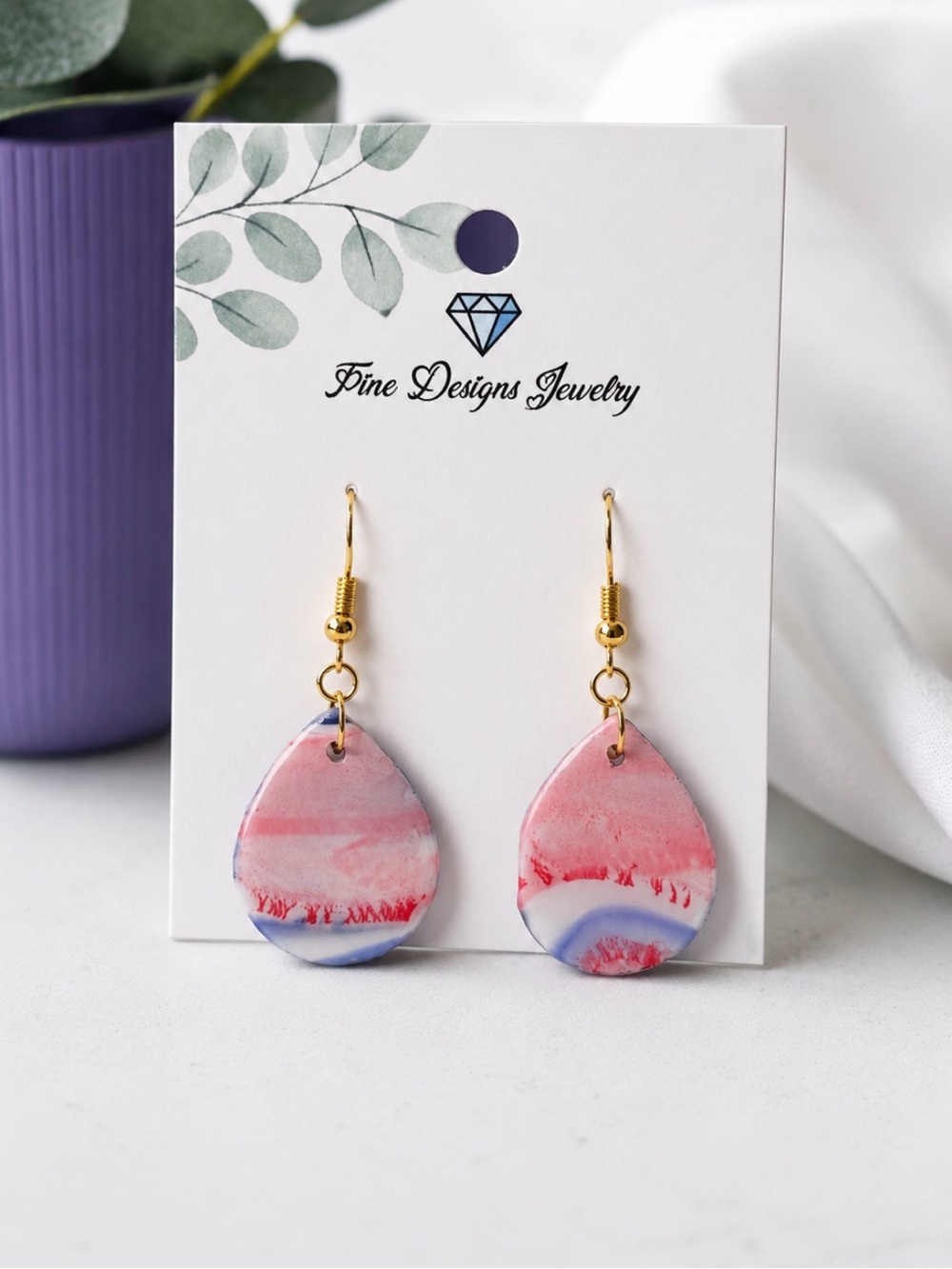 Red, White, and Blue Tye Dye Earrings